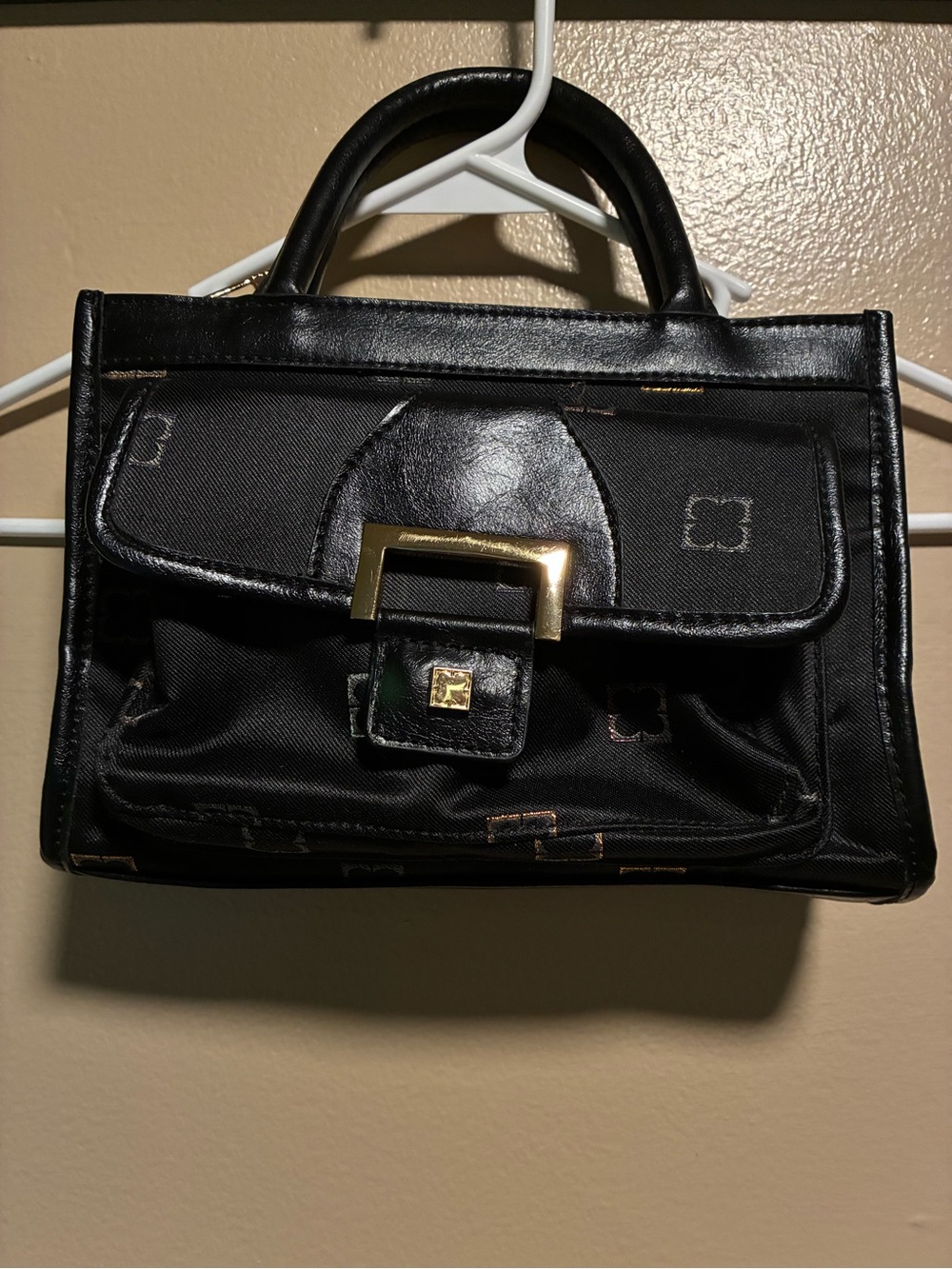 Liz Claiborne Black Satchel with Gold Hardware